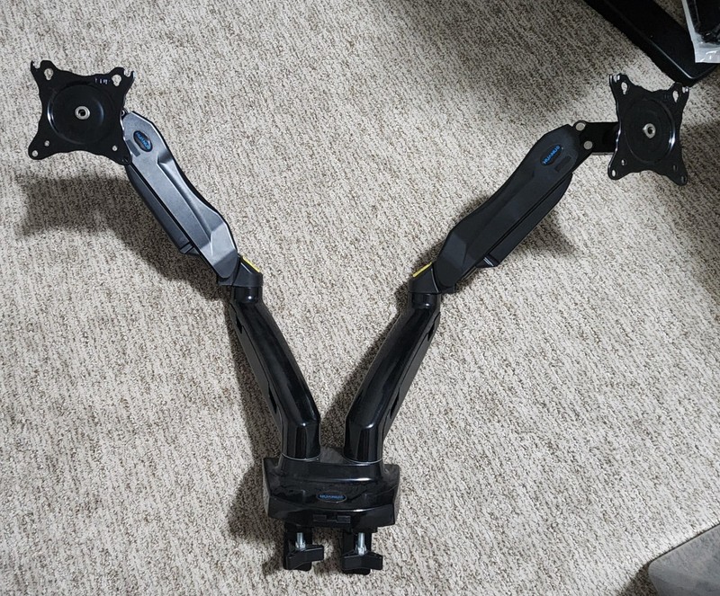 HUANUO HNDS6 Dual Monitor Arm Stand - Black Clamping Vesa Compatible