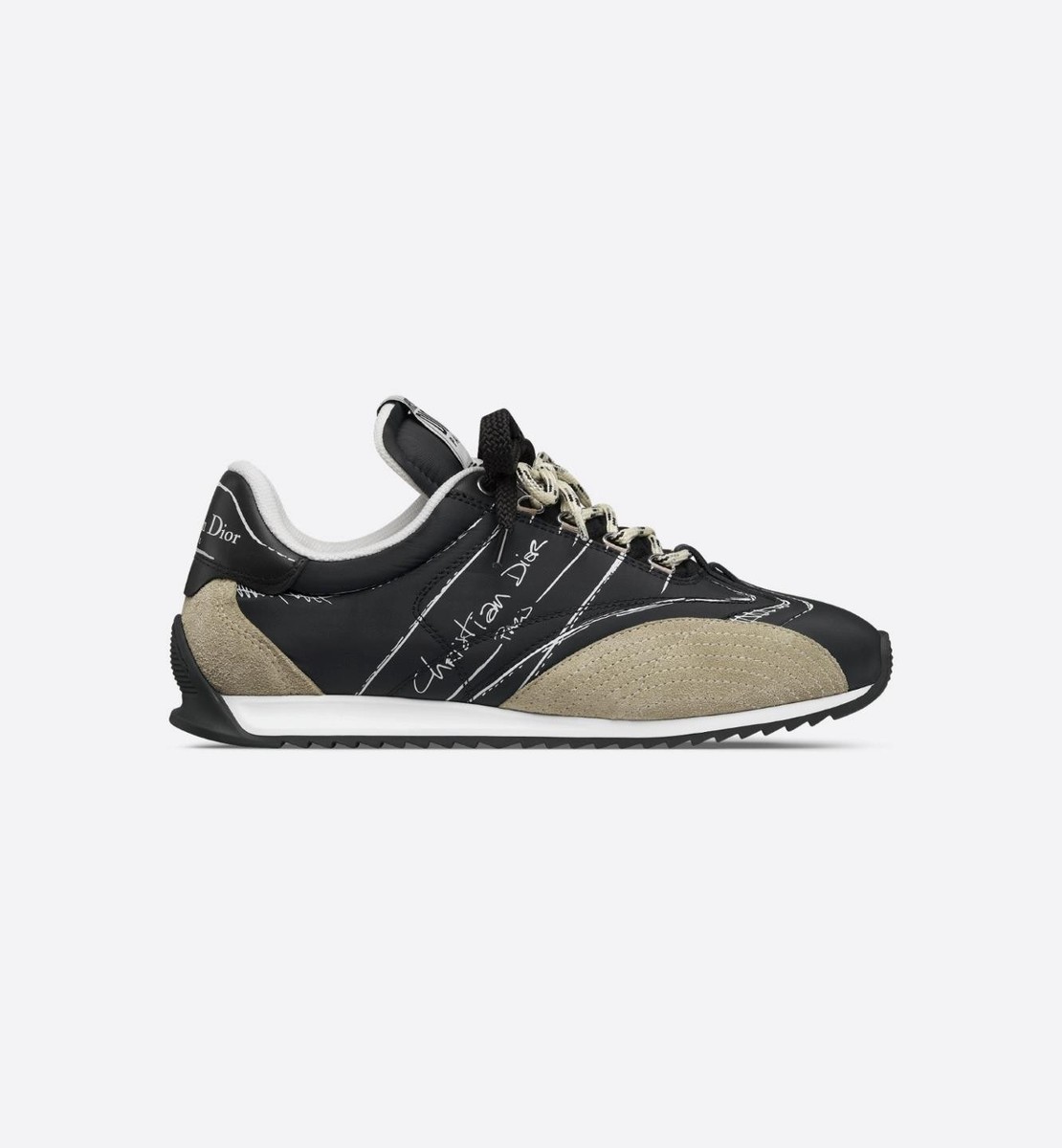 DIOR D-SKETCH D'Scetch Signature Nylon Suede Low Top Flat Sneakers