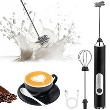 Electric Milk Frother Rechargeable Handheld Foam Maker Coffee Latte Whisk Mixer