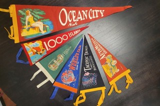 Lot of Six Vintage Travel Pennants primarily New York region 1950s