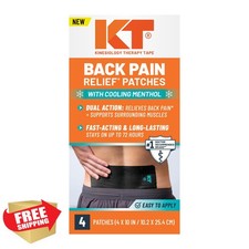 KT Tape Back Pain Relief Patches 4"x10" Cooling Menthol Infused 4 Count
