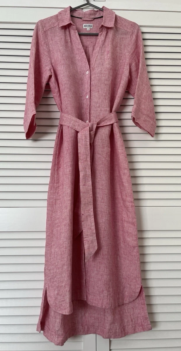 Robe Longue Maxi Brora – Soie Rouge à Motif Floral, Taille UK 12 (Très Bon État)