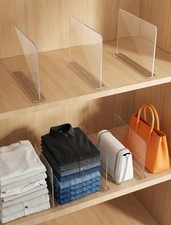 Purse Organizer for Closet Shelf Dividers: 4 Pack Acrylic Clear Vertical, T-S...