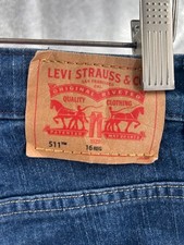 Levi's Boys Youth Jeans 16 511 Slim Flex Stretch Denim Blue Jeans Size 16