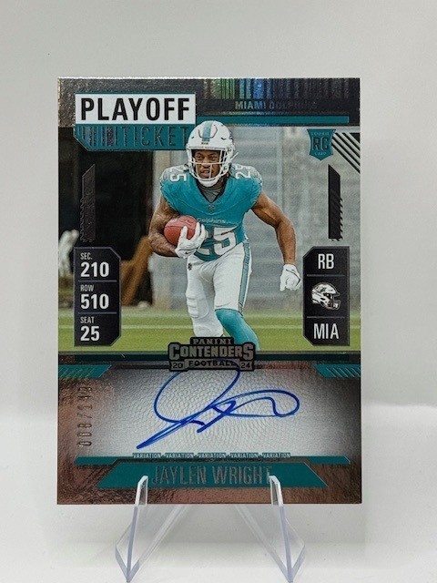 2024 Contenders Jaylen Wright Rookie Playoff Ticket Variation On Card Auto /149