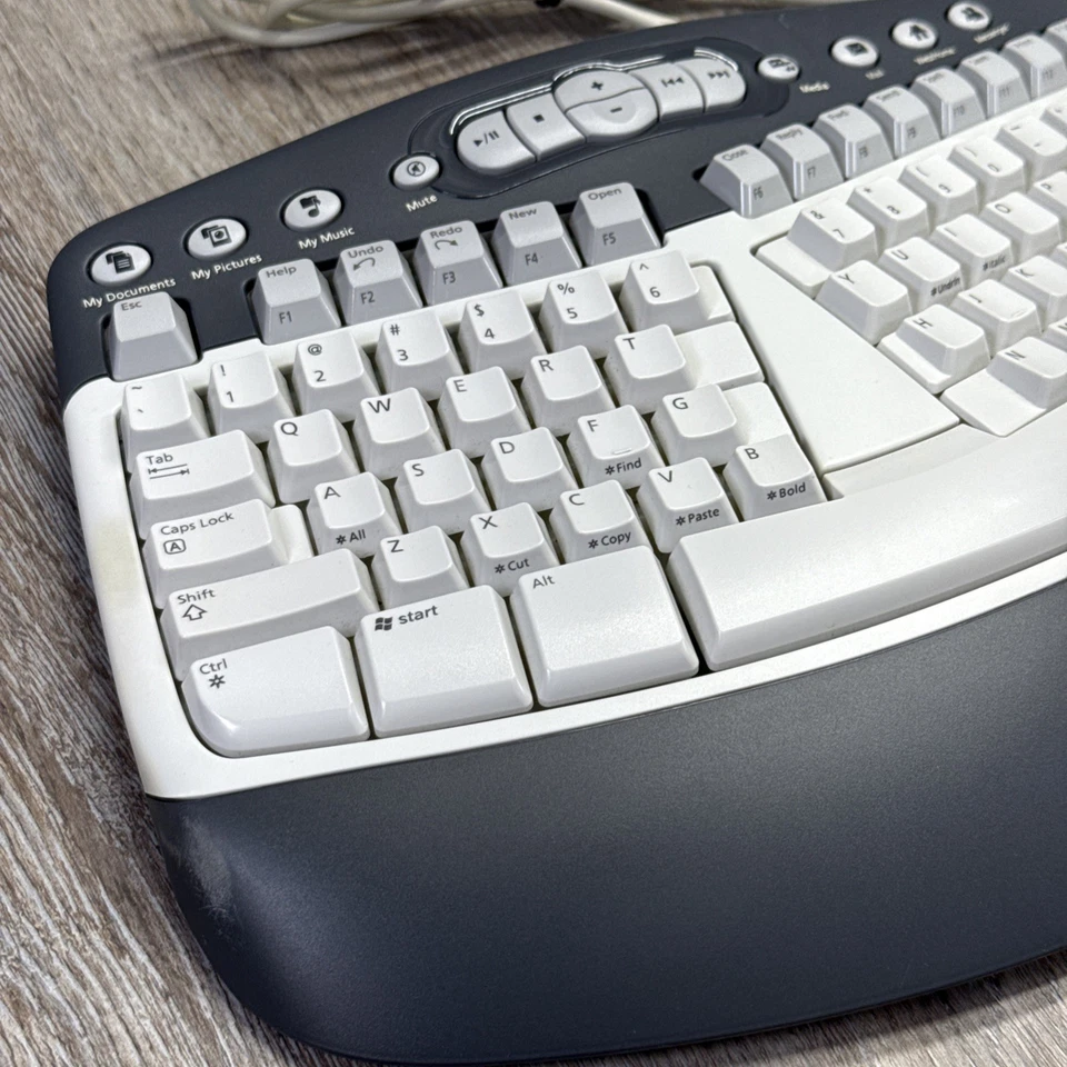 Microsoft Natural MultiMedia Keyboard 1.0A RT9470 PS/2 Ergonomic Split Gray - Image 2 of 4
