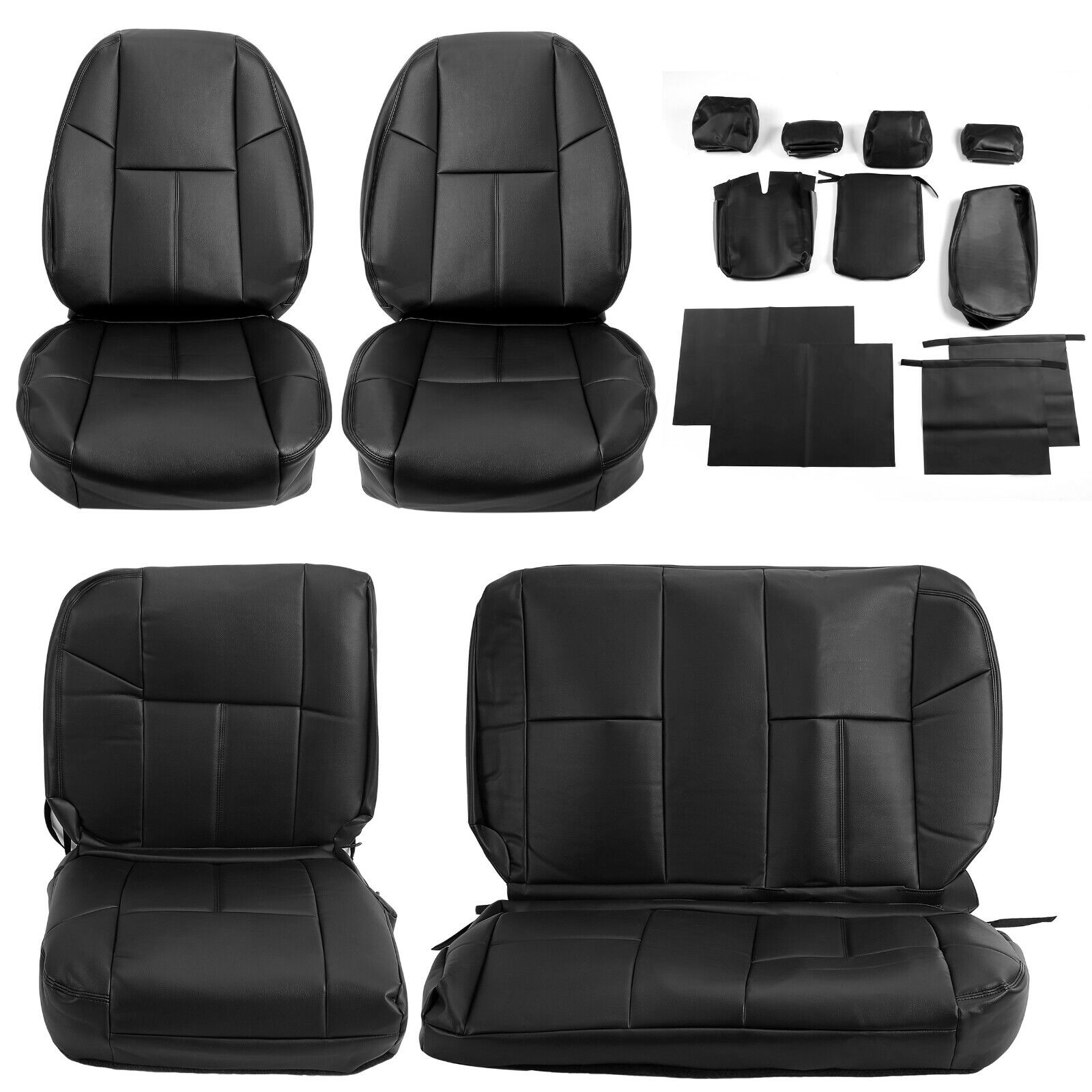 For 07-13 Chevy Silverado Seat Covers 1500 LS LT LTZ Extended Cab Front  Rear Set