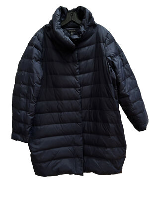 Eileen Fisher 1x Navy Long Down Puffer New Condition SALE