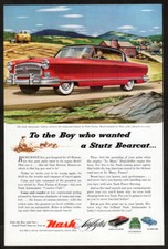 1953 NASH Ambassador Airflyte Vintage Original Print AD Red car art Pinin Farina