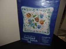 Vintage Candamar PANSY PILLOW Top Cross Stitch Kit 50002 Size 14" x 14"