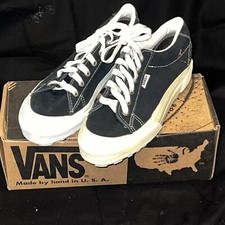Vintage MADE IN USA Vans Cals Platform Shoes Black Suede NWT Box 8 Y2K