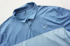 Nike Golf Polo Shirt Mens XL Blue Dri Fit Vented Neck Stretch Short Sleeve
