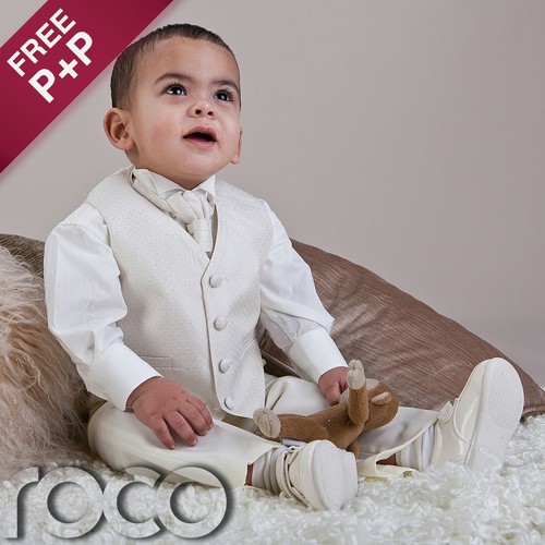 Baby Boys Ivory Waistcoat Suit Wedding Pageboy Christening Communion