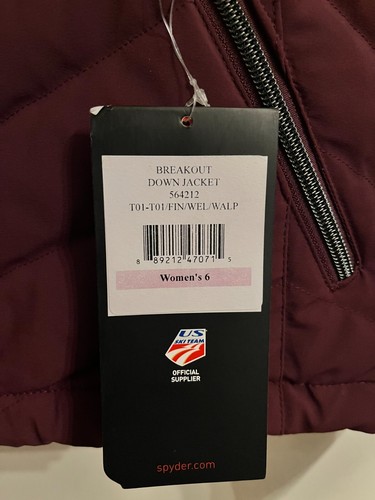 RARE NWT Spyder US Ski Team Down Jacket Women's Hoody USA Skiing, Sz US 6/EU8 - Picture 2 of 10