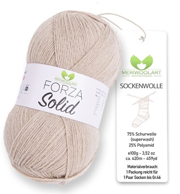 MeriWoolArt  Sockenwolle 4-fädig   100g Merino Wolle Garn zum Stricken & Häkeln,