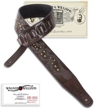 Walker  Williams GE-213 Antique Walnut Strap with Tooling  Nailhead Studs