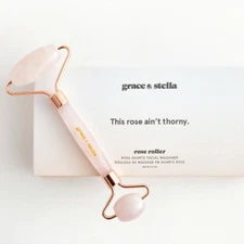 Grace & Stella Rose Quartz Derma Facial Roller Brand New MSRP $29