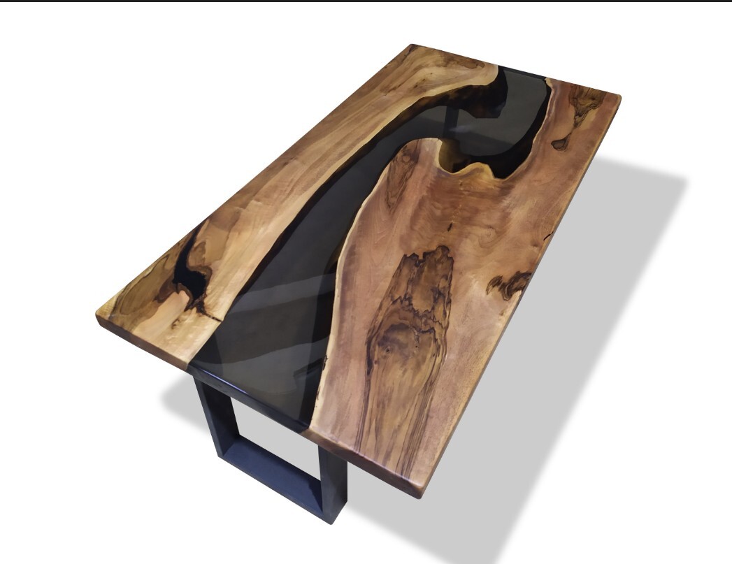 Live Edge Walnut Epoxy Coffee Table Modern Large Rustic Design-image