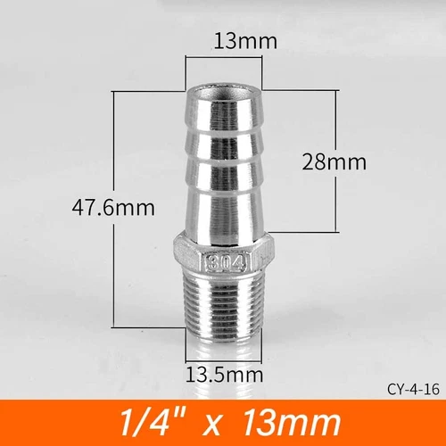 Stainless Male Thread Pipe Fitting x Barb Hose Tail Connector BSP 1/8" to 4" - Bild 14 von 86