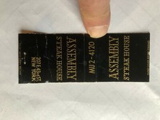 OLD Vintage "ASSEMBLY-Steak House" New York City matchbook MADE IN USA