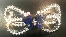 New Clear Crystal Withh Sapphire Blue Butterfly 3'' Hair Barrette