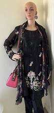 indian pakistani salwar readymade kameez Beautifully Embroidered In Black Color.