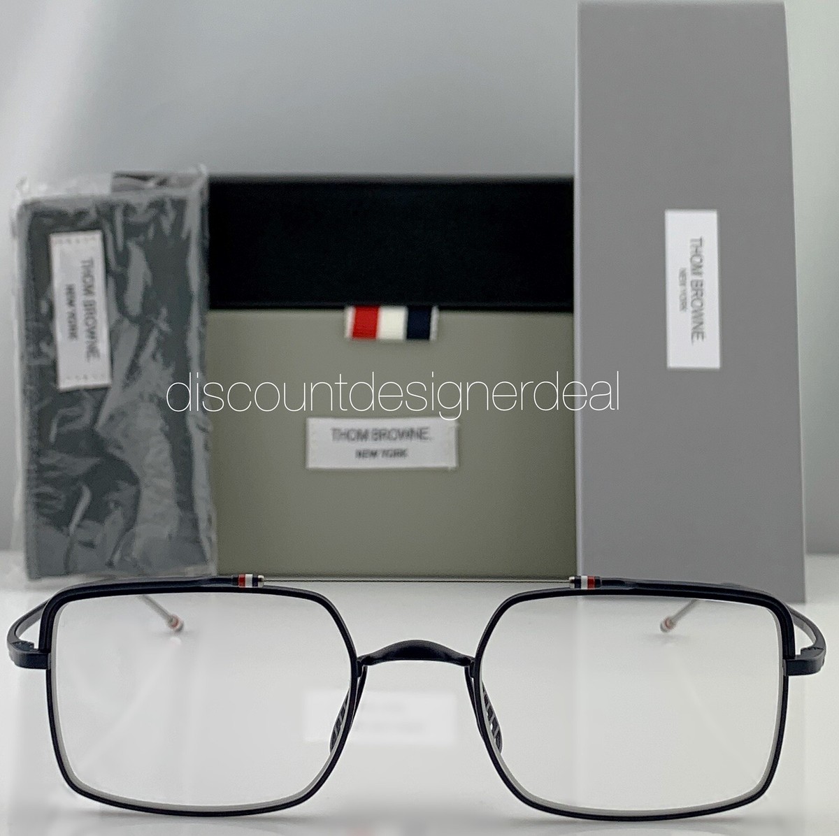 【送料&関税込】Thom Browne Square Frame Glasses - Unisex Thom Browne Square Eyeglasses TBX909-49-03 Navy Blue Metal