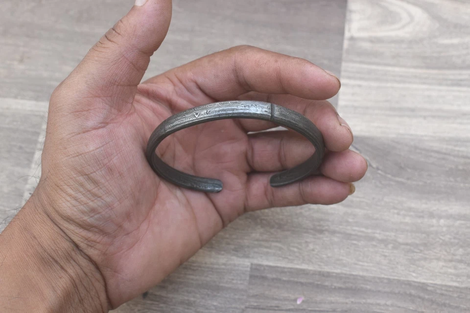 Brazalete vintage de acero de Damasco forjado a mano brazalete para hombre joyería regalo Foto 4 de 4