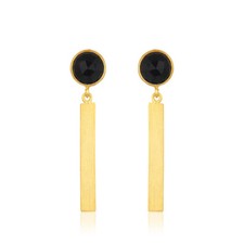 Black Onyx 18k Gold Plated Silver Gemstone Dangle Earring Fashion Jewelry