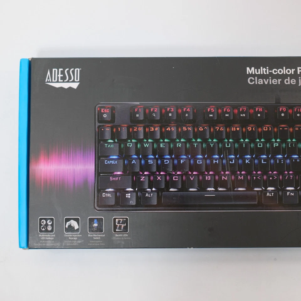 Adesso Rainbow Mechanical Illuminated Gaming Keyboard AKB-640EB NEW - Image 2 of 4