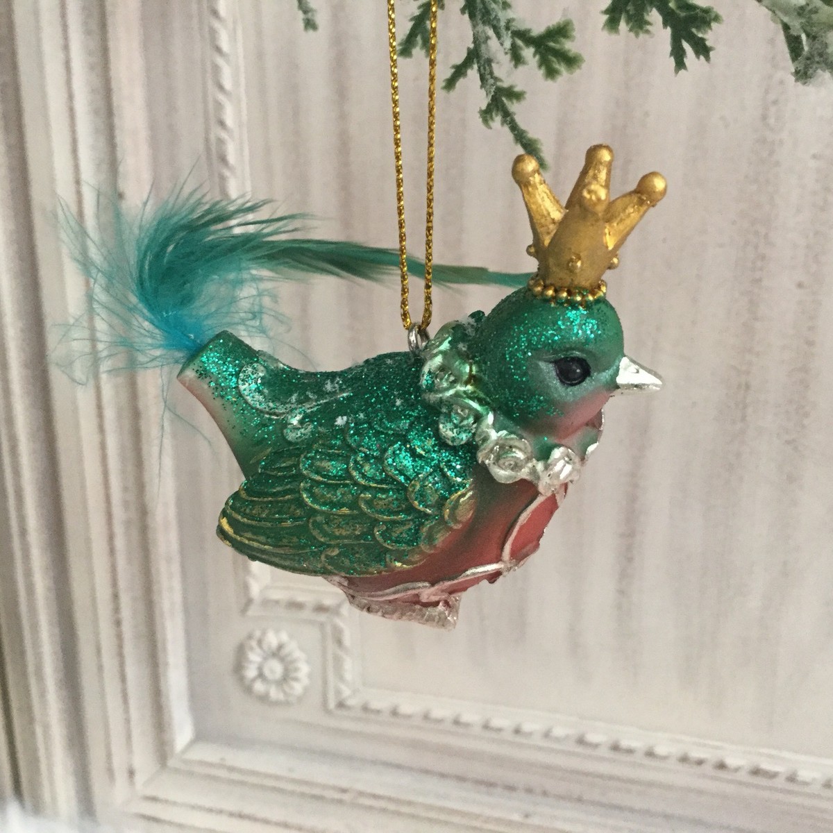 Décoration De Noël Gisela Graham – Oiseau Perroquet En Plume Rouge Et Bleu, Neuf