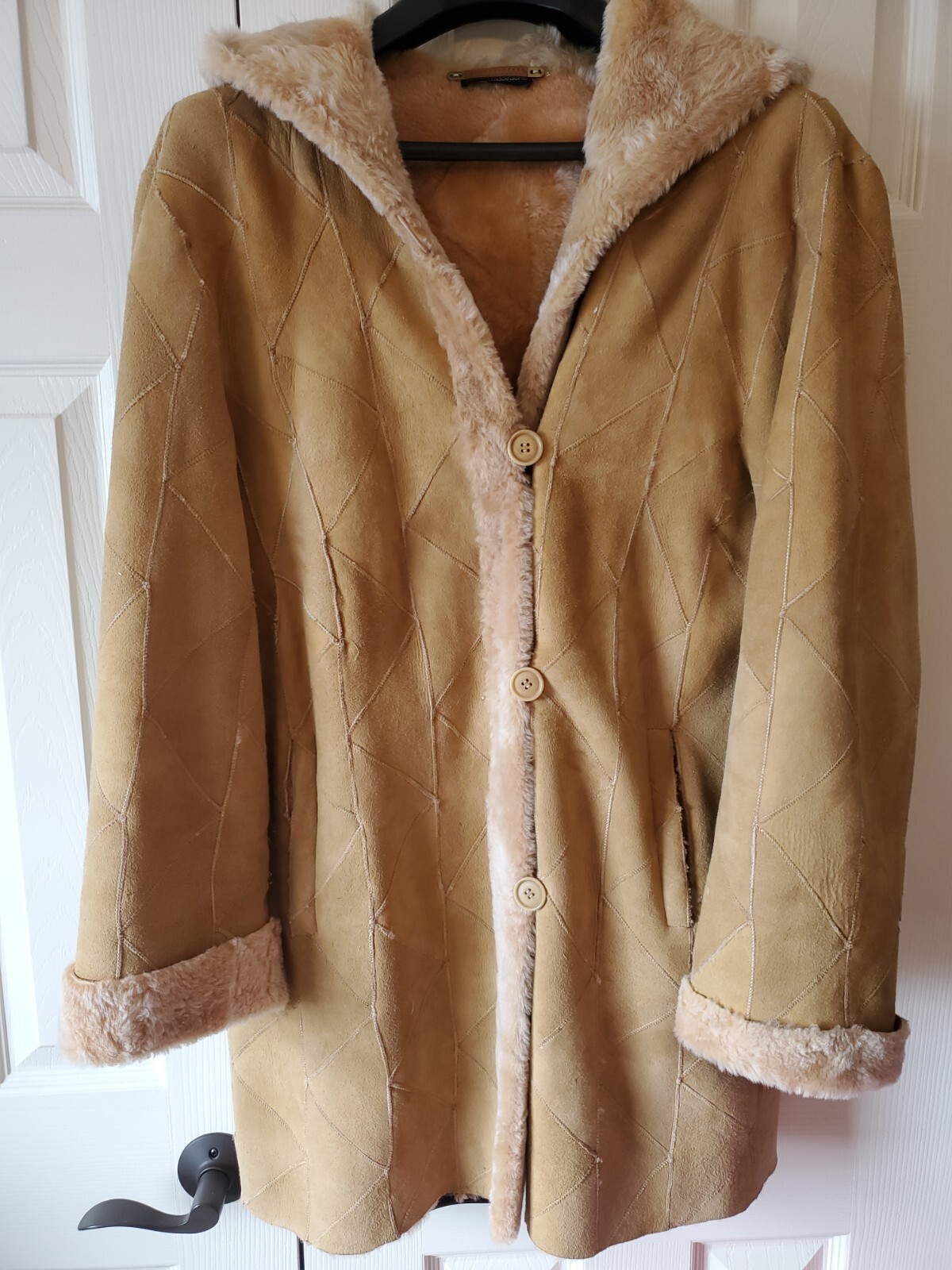 CPL Tan Shearling Coat Jacket Tan Sheepskin Jacket Vintage Retro Boho image 4