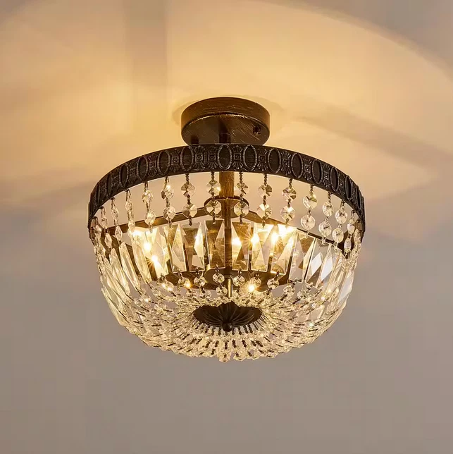 NEW Parrot Uncle 14" 3 Light Brushed Black Semi Flush Mount Crystal Chandelier. - Image 3 of 3