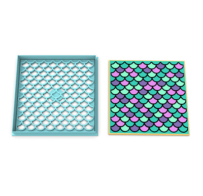 Mermaid Scales Cookie Cutter & Stamp | Ocean Sea Waves Scale Tail Mermaids 