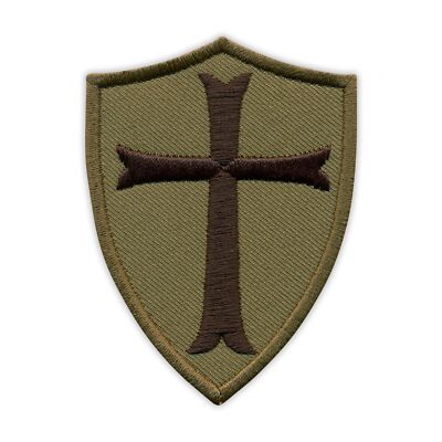 Ritter Templerschild - gedämpfter Aufnäher/Abzeichen bestickt