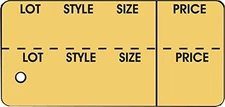 Garment Tag Large,"Lot, Style, Sz, Prc" Buff in color 2-7/8"x 1-3/8", box of 100