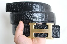 Black Genuine CROC Leather Men's Belt - W 1.5 inch