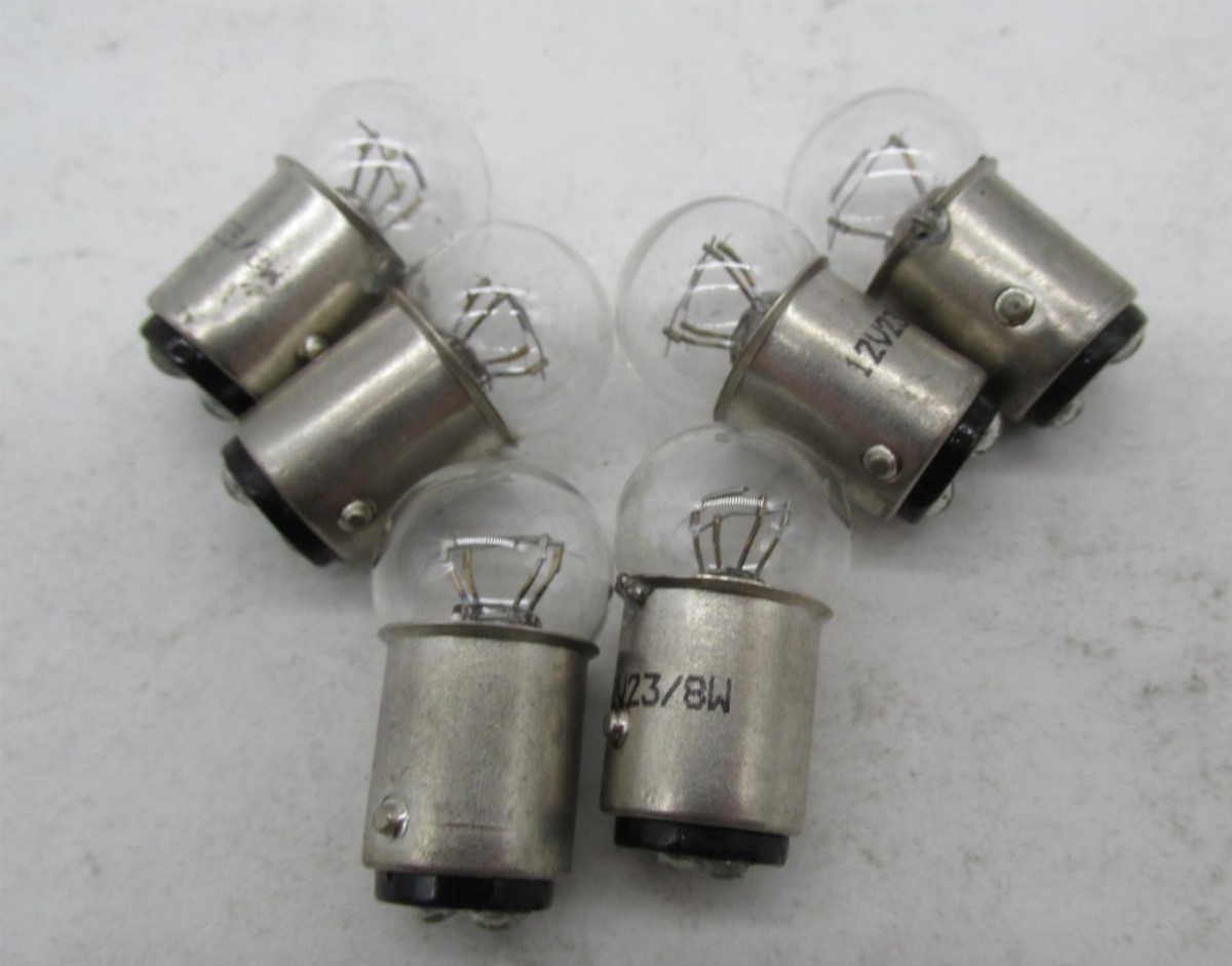 Lot of 6 Bike Master G18.5 12V23/8W Clear Marker Light Bulbs