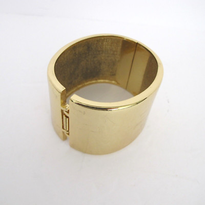Chico's Goldtone Hinged 1.5'' Wide Cuff Bracelet Clamp Magnetic 2 3/8'' Open J4 B3