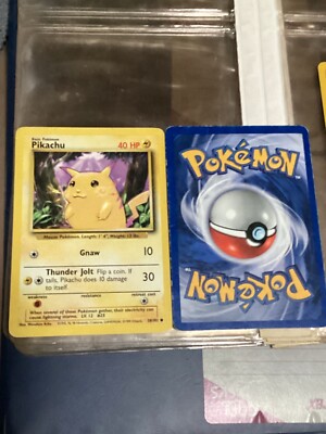 ピカチュウ　初期　旧裏　海外　英語　1999 pikachu 40hp gnaw Pikachu Gnaw Pokemon Card 58/102 40 HP Original 1995 Super Rare | eBay