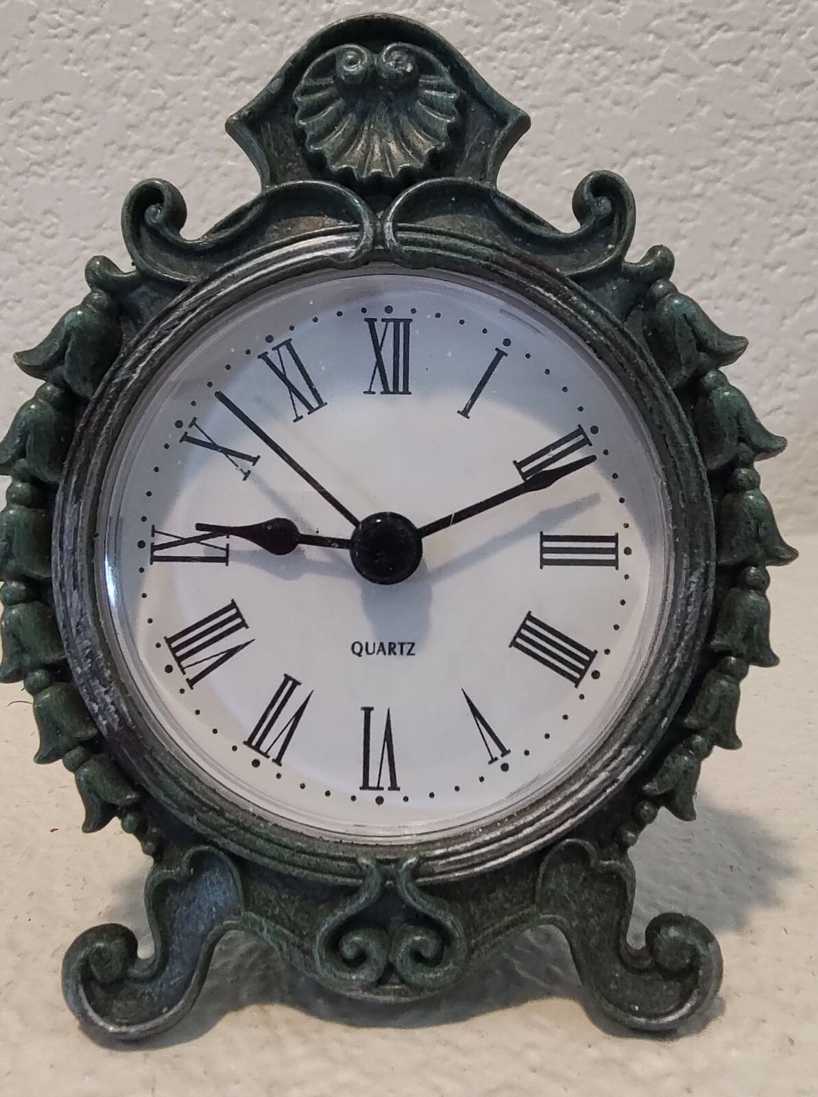 3" Blue Pewter Table Clock. Vintage Appeal. Timeless Piece of Decor to any Room