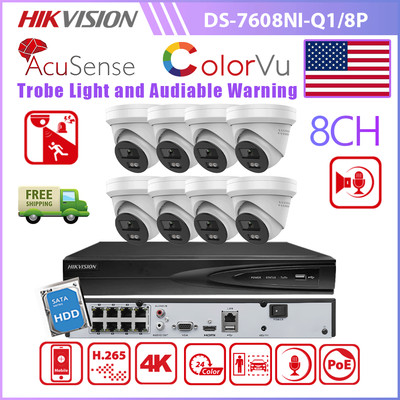 Hikvision 8CH 4K 8MP 8POE Smart Dual Light ColorVu IR Camera Security System Lot