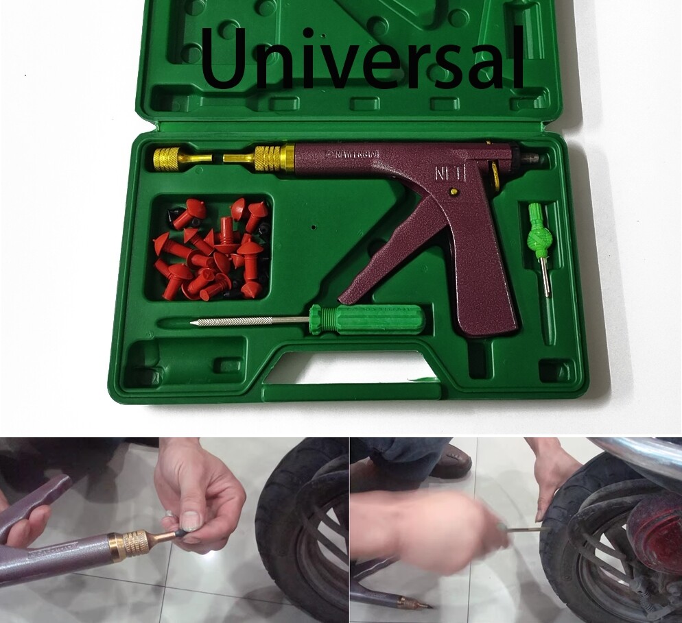 Tubeless Tire Repair Kit with Mushroom Plugs and Probe Nozzle