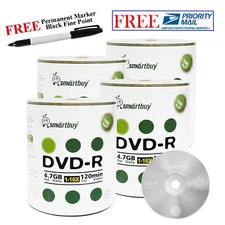 400 16X Smartbuy Logo Top DVD-R 4.7GB Blank Record Disc + Black Permanent Marker
