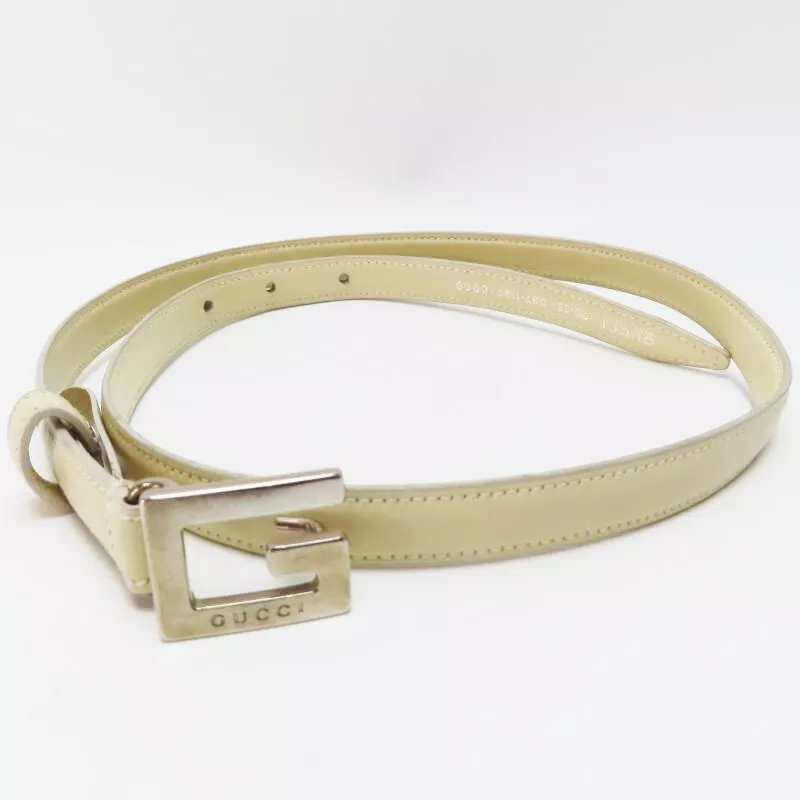 M03 k091 GUCCI G logo boucle ceinture cuir 70 28 ivoire