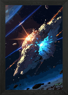 Asteroid Collision Framed Wall Art Poster Canvas Print Picture