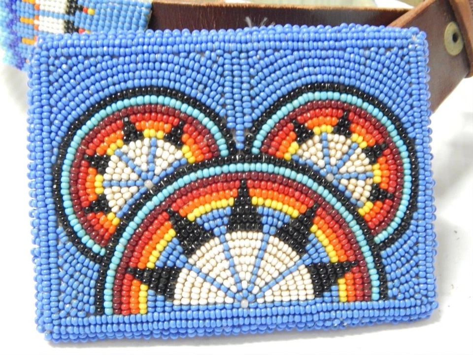 VINTAGE MONTANA NO. CHEYENNE PLAINS INDIAN PICTORIAL BEADED BELT + BUCKLE -MINT! - Image 2 of 4