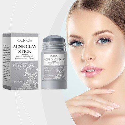 Clay Mask Stick for Pore Cleansing, Bentonite Glycolic Acid Detox, Brightening