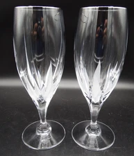 set of 2 Mikasa Flame D'amore Crystal Goblets / Iced Tea Glasses  8 1/2"  MINT!