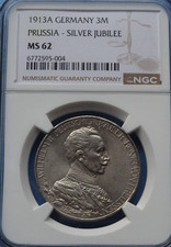 Preußen 1913 A 3 Mark NGC MS 62! Selten! Preisvorschlag akzeptiert!!